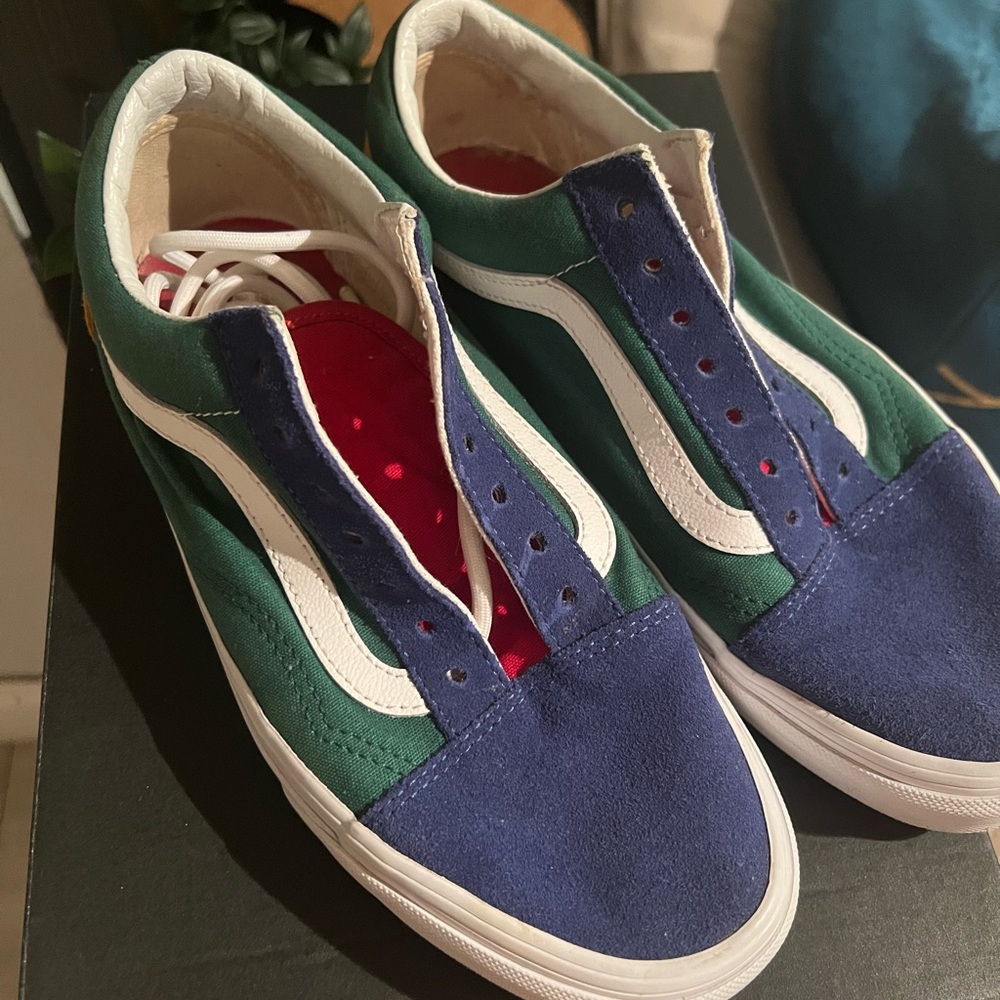 Green and Blue Low-Top Sneakers